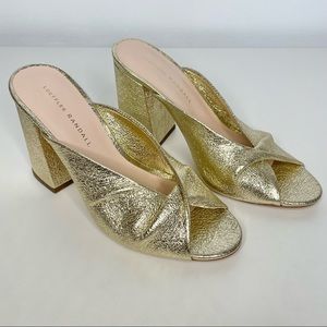 Loeffler Randall Laural Crinkle Metallic Mule Sandal In Gold 8